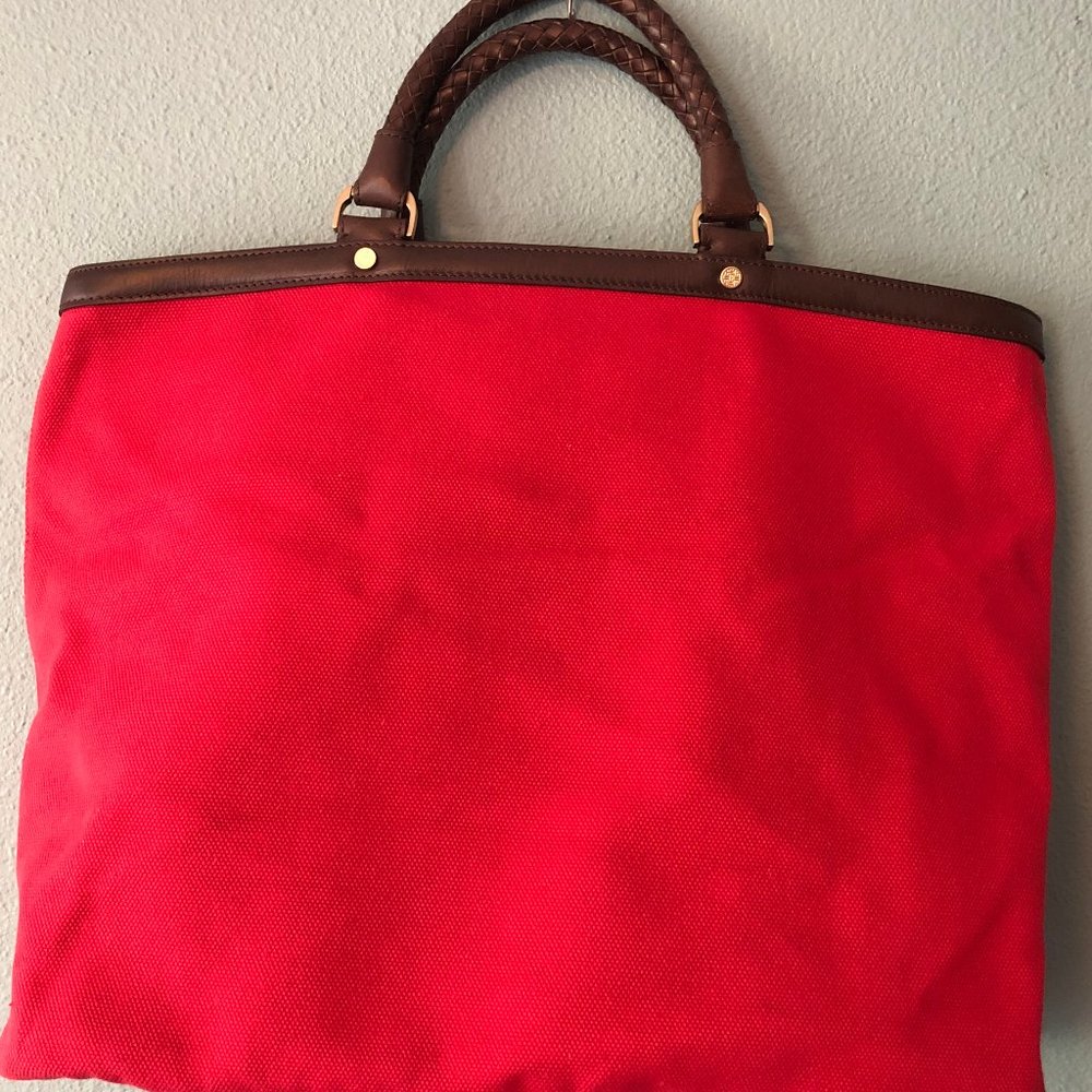 COLE HAAN Red Canvas w Leather Straps